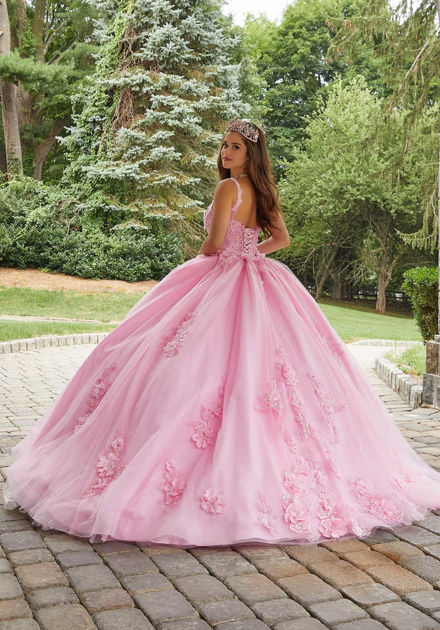 Two-Piece Quinceañera Dress with Floral Appliqués