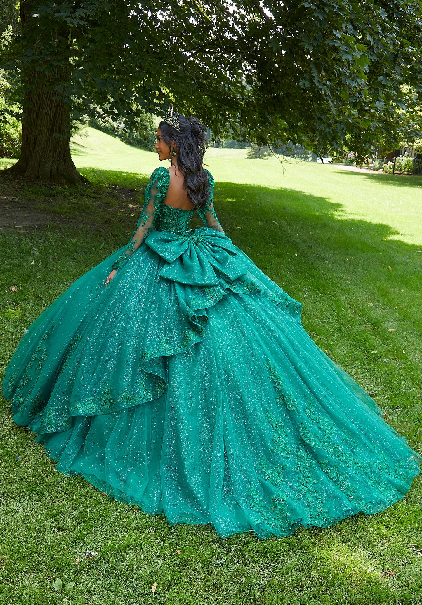Floral Embroidered Corset Bodice Quinceañera Dress