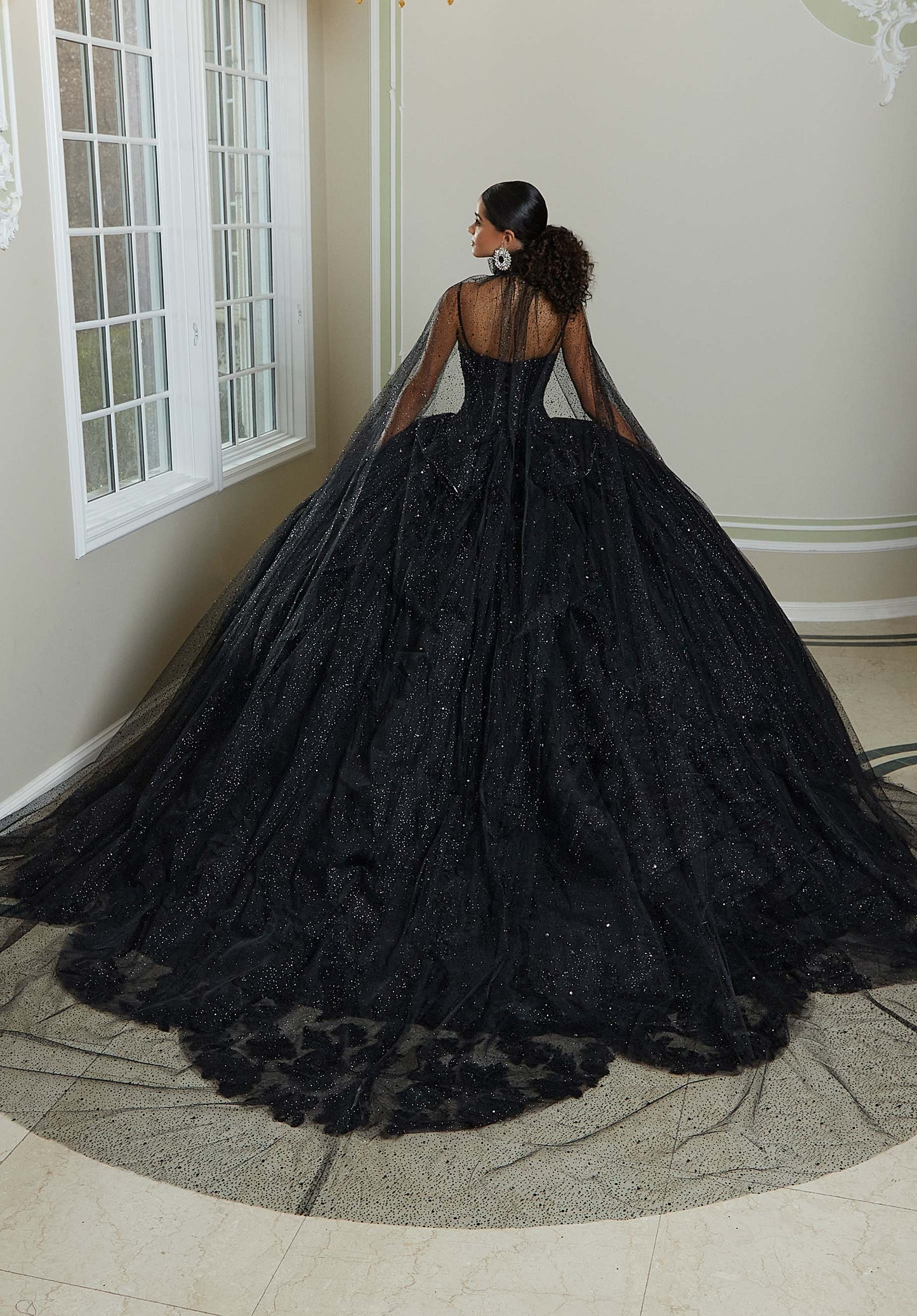 Crystal and Diamanté Beaded Quinceañera Dress with Alençon Lace Appliqués
